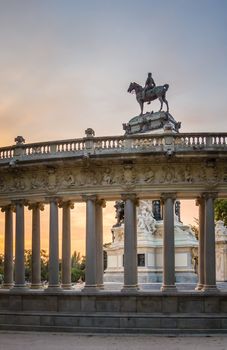 Columns of Alfonso XII monument in Buen Retiro park, Madrid