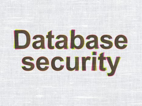 Security concept: CMYK Database Security on linen fabric texture background, 3d render
