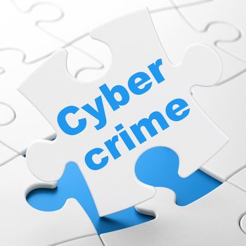 Protection concept: Cyber Crime on White puzzle pieces background, 3d render
