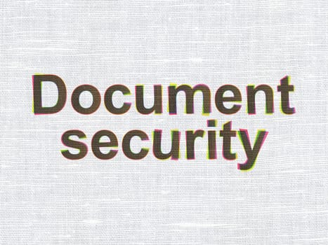 Protection concept: CMYK Document Security on linen fabric texture background, 3d render
