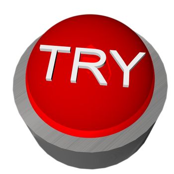 3D render of a red button with word Try