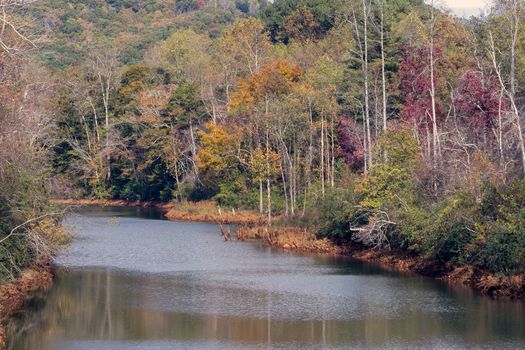 This is an image of the Hiwassee River in North Carolina in the Fall.