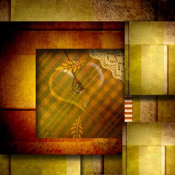 background with heart design element on brown t with vintage grunge texture and copy space for valentine's day party greeting or invitation card
