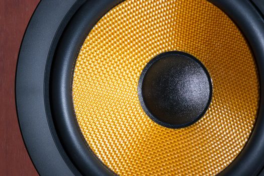 Hi-Fi audio system speaker membrane closeup