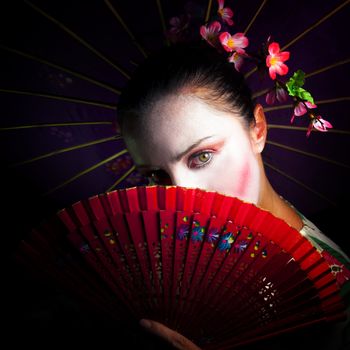 portrait of a geisha with fan