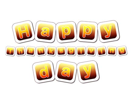 text happy thanksgiving day in yellow brown gradient cards with letters