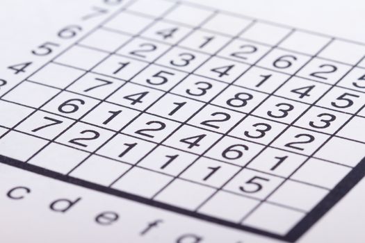 Close up of numbers crossword puzzle.