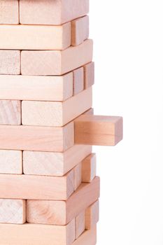 Risk concept, blocks of wood, isolated on white background.