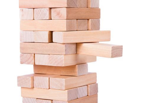 Riskconcept, blocks of wood, isolated on white background.