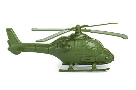 Miniature toy helicopter, isolated on white background.