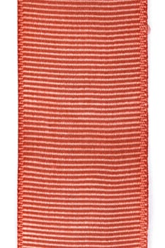 Detail of striped ribbon piece, isolated on white background.
