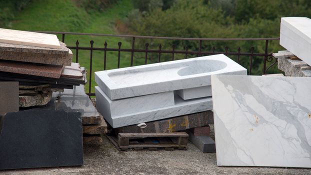 marble slabs ready to be processed