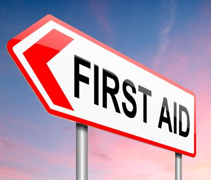 Illustration depicting a sign with a first aid concept.