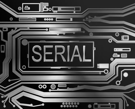 Abstract style illustration depicting printed circuit board components with a serial concept.