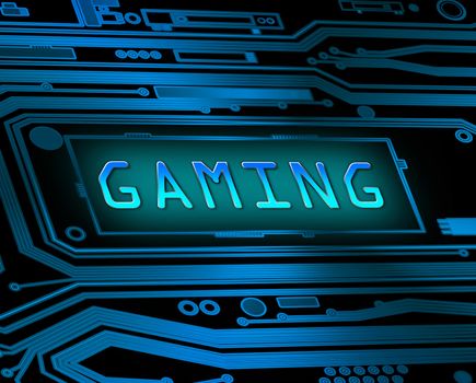 Abstract style illustration depicting printed circuit board components with a gaming concept.