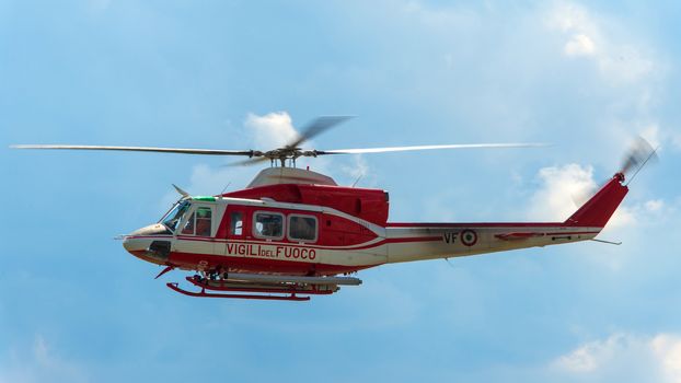 helicopter fire during take-off ready for a mission