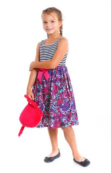 Beautiful little girl happy smiling on studio. Isolated white background