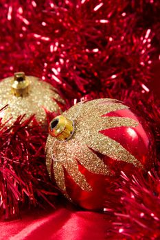 Close up christmas ornaments, balls with depth of field.