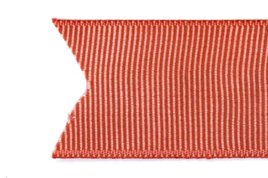 Detail of striped ribbon piece, isolated on white background.