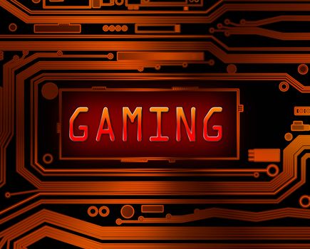 Abstract style illustration depicting printed circuit board components with a gaming concept.