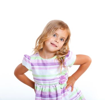 Portrait of beautiful little girl happy smiling on studio. Isolated white background