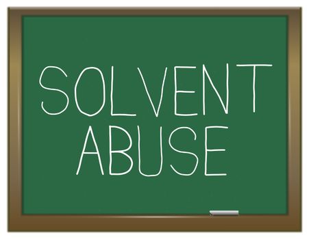 Illustration depicting a green chalkboard with a solvent abuse concept.