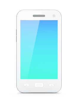 Beautiful white smartphone on white background, 3d render