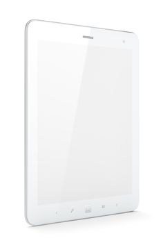 High-detailed white tablet pc on white background, 3d render.