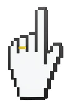 Cursor for married concept: hand-shaped cursor with wedding ring on finger