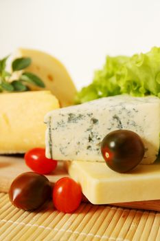 Still life of different types of cheese