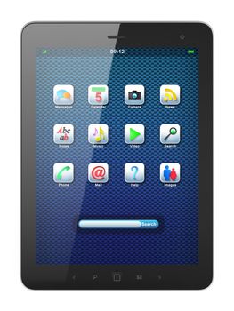 High-detailed black tablet pc on white background, 3d render.