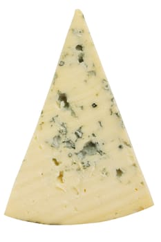 a piece of Roquefort cheese isolated on a white