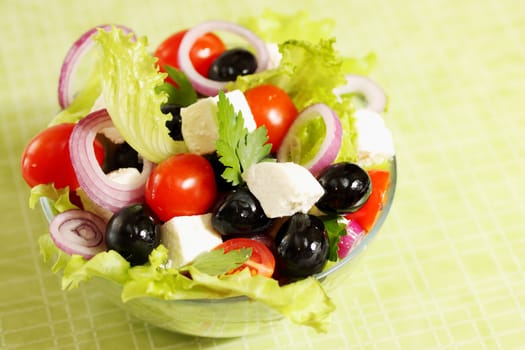 Greek salad with tomatoes olives and cheese