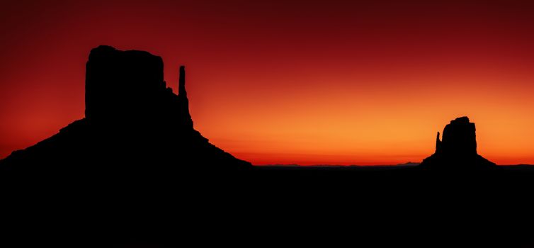 Panoramic view of Monument Valley at sunrise, USA