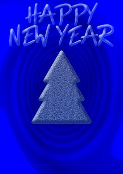 New year blue background with pine tree. Christmas decoration pattern.
