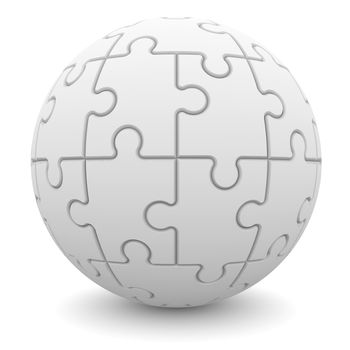 Sphere consisting of puzzles. Isolated render on a white background