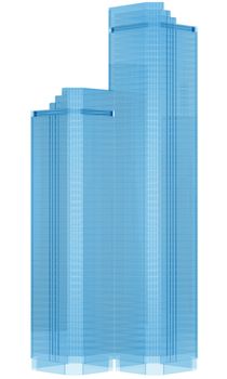 Glass skyscraper. Isolated render on a white background