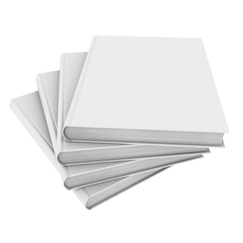 Four white book. Isolated render on a white background