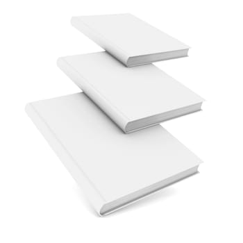 Three white book. Isolated render on a white background