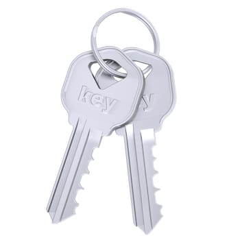 Metal keys. Isolated render on a white background