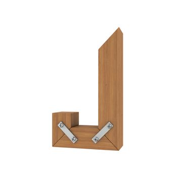 Wooden letter J. Isolated render on a white background