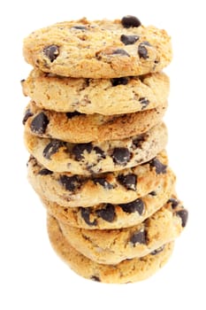 pile from the  cookies with the chocolate crumb against the white background