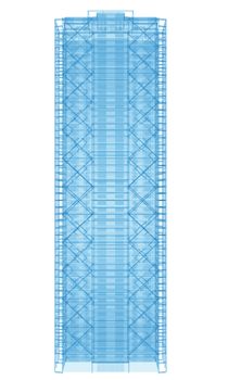 Glass skyscraper. Isolated render on a white background
