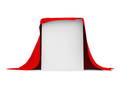 White box covered with red cloth. Isolated render on a white background