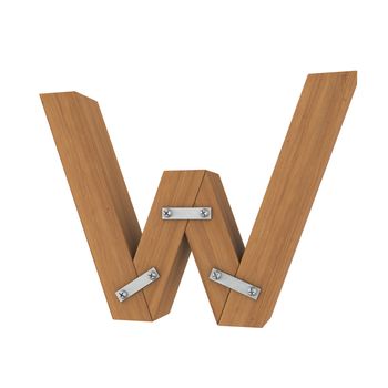 Wooden letter W. Isolated render on a white background