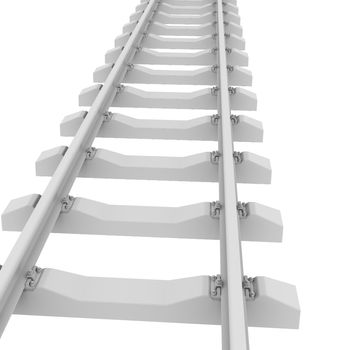 White railroad. 3d rendering on white background