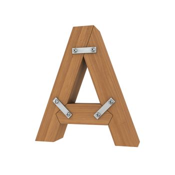 Wooden letter A. Isolated render on a white background