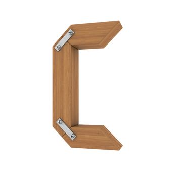 Wooden letter C. Isolated render on a white background