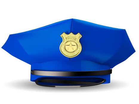 3d illustration of police cap on white background