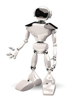 3d illustration of a white robot on white background